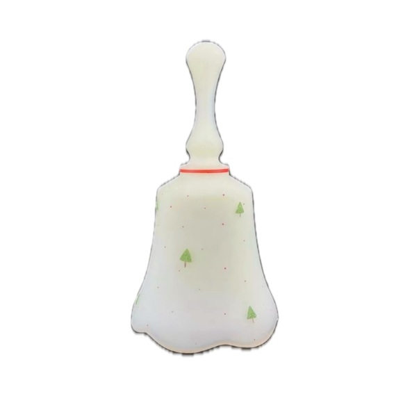 Fenton Satin Glass Bell Hand Painted Christmas Trees, Signed, Rare Vintage - Picture 1 of 4